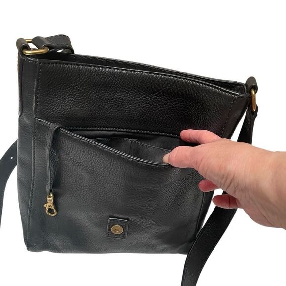 Frye Leather Crossbody Bag Claude Messenger Pebbled Black - Picture 7 of 15